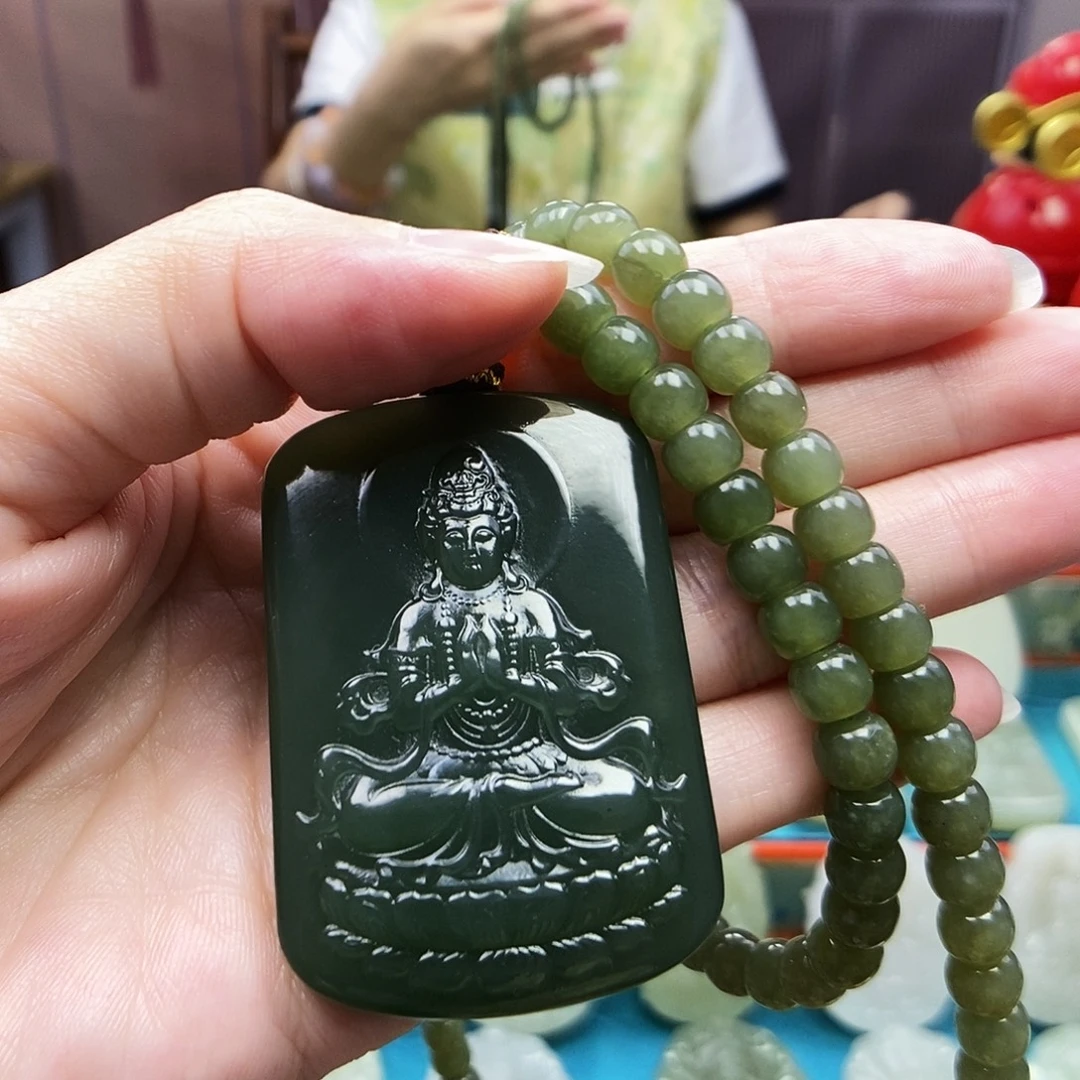 和田玉未镶嵌颈饰004合掌观音