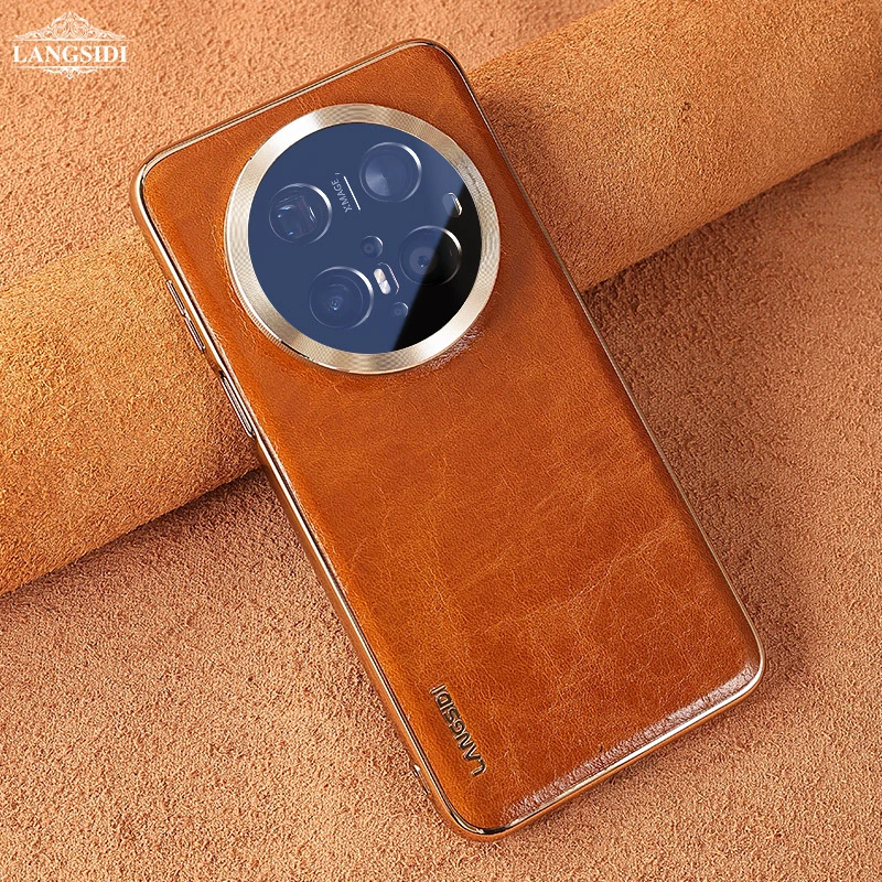 适用华为mate70pro手机壳磁吸真皮新款油蜡皮镜头全包防摔mate60