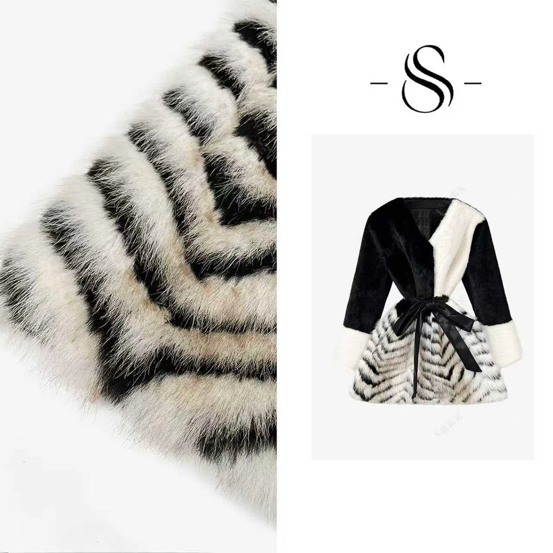 【莎总专属】法式新款黑白拼接条纹设计新颖气质显瘦短外套D0059