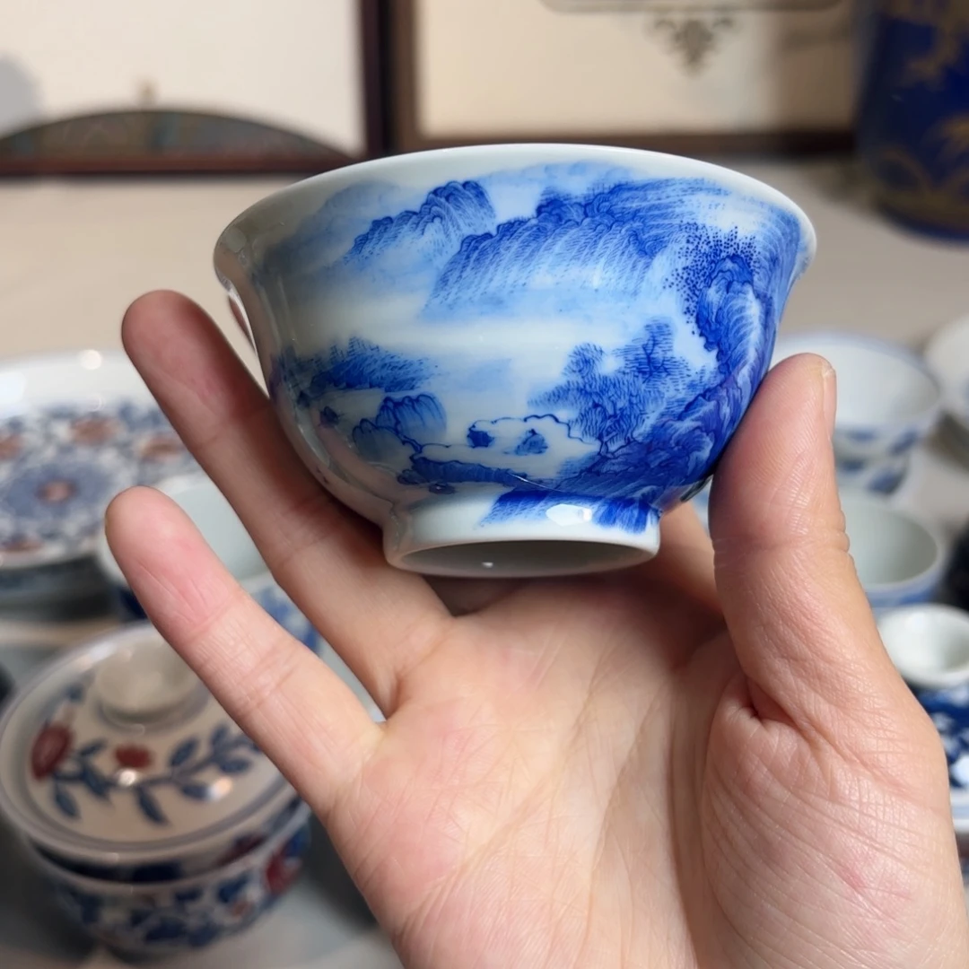 青花山水主人杯 好看
