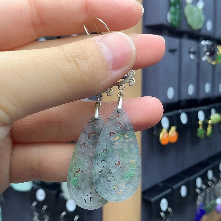翡翠耳饰银S925镶嵌用****155555