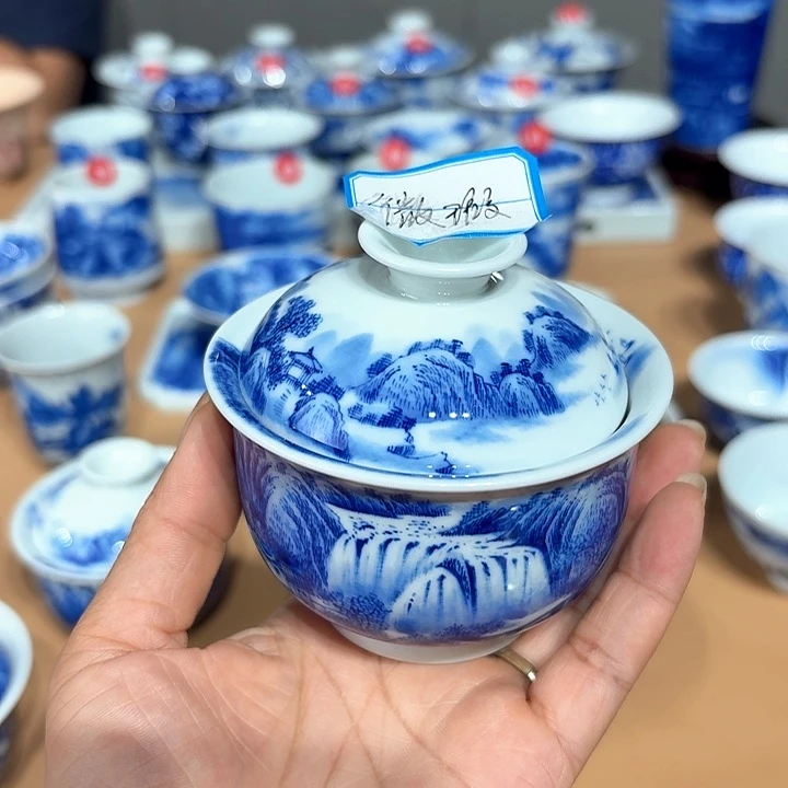 景德镇纯手工手绘盖碗瑕