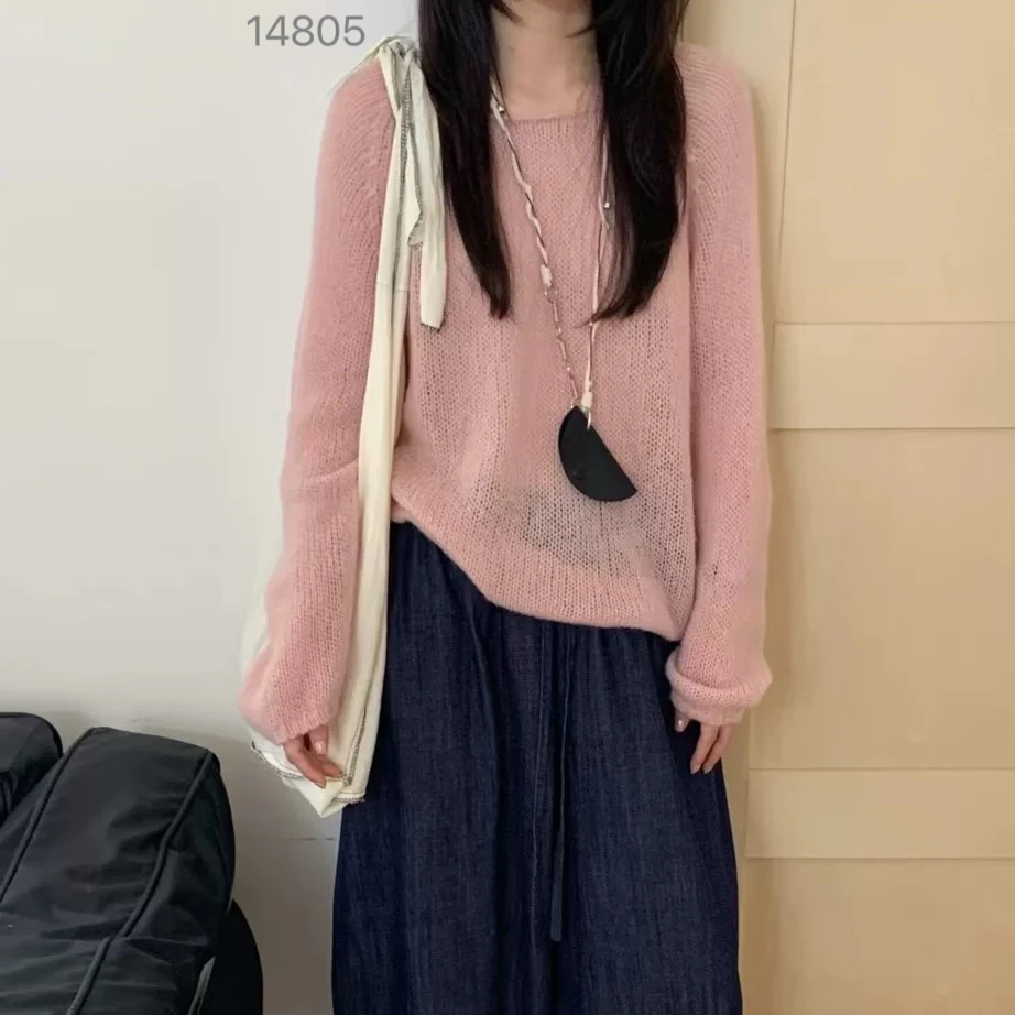 14805 WANGDAN （部分无水洗唛，介意慎拍）新款净版大U领针织长袖