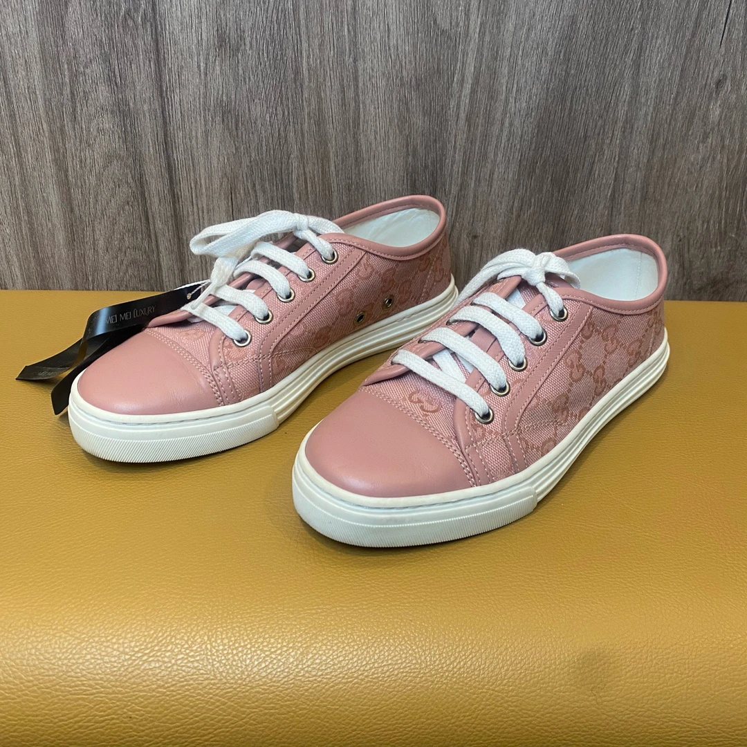 99新 GUCCI/古驰 粉色双G满印板鞋/35码/99新/40297