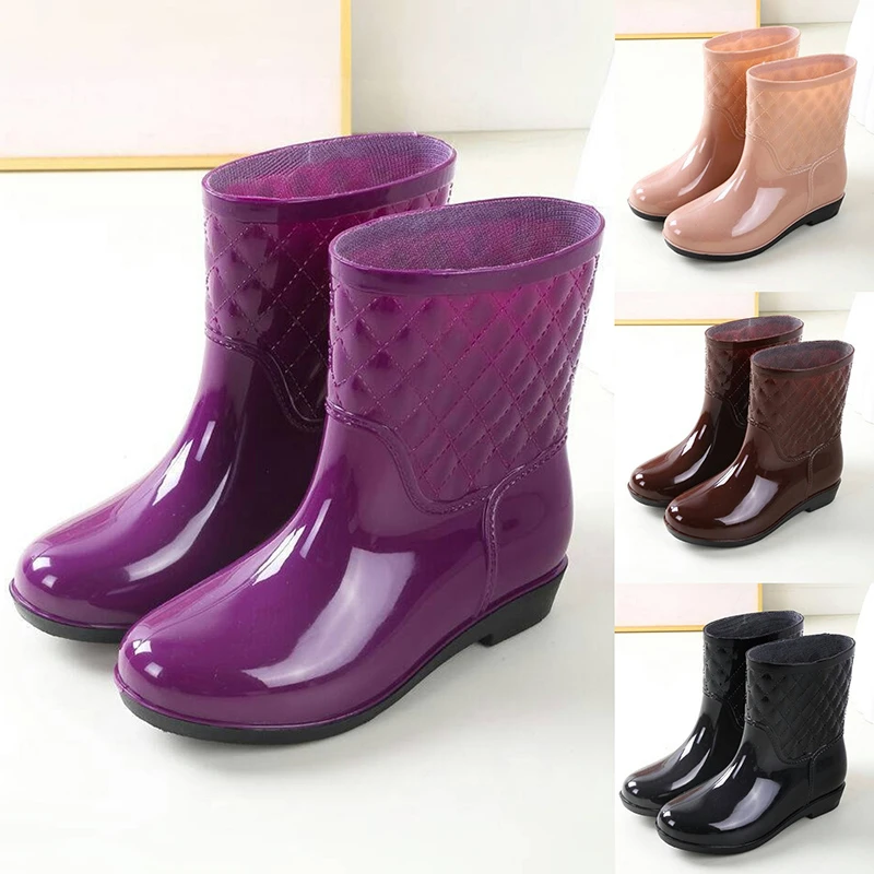 四季中筒雨鞋女防滑防水鞋时尚休闲保暖外穿短筒劳保靴女水靴雨靴