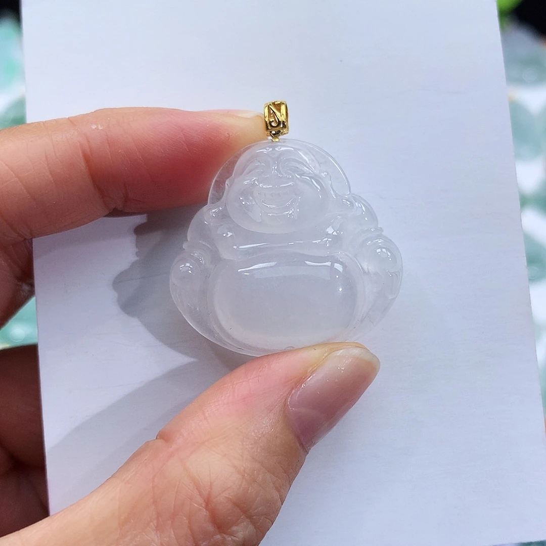 翡翠18K金镶嵌颈饰翡翠吊坠