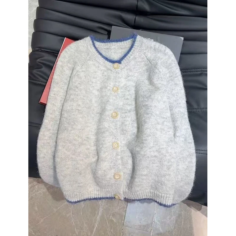 /云朵/ 早春新款质感十足灰蓝撞色高级感毛衣女