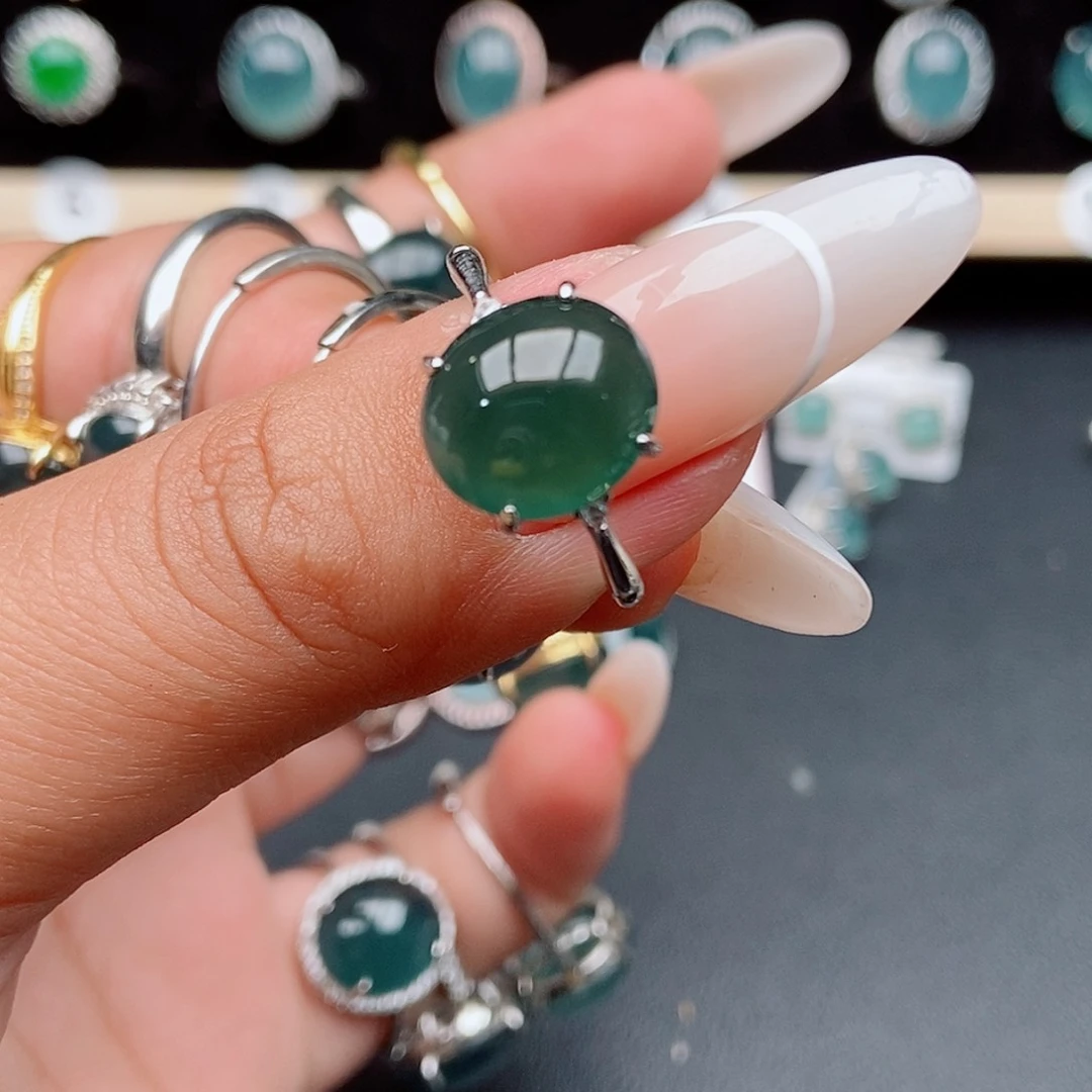 翡翠戒指银S925镶嵌96532