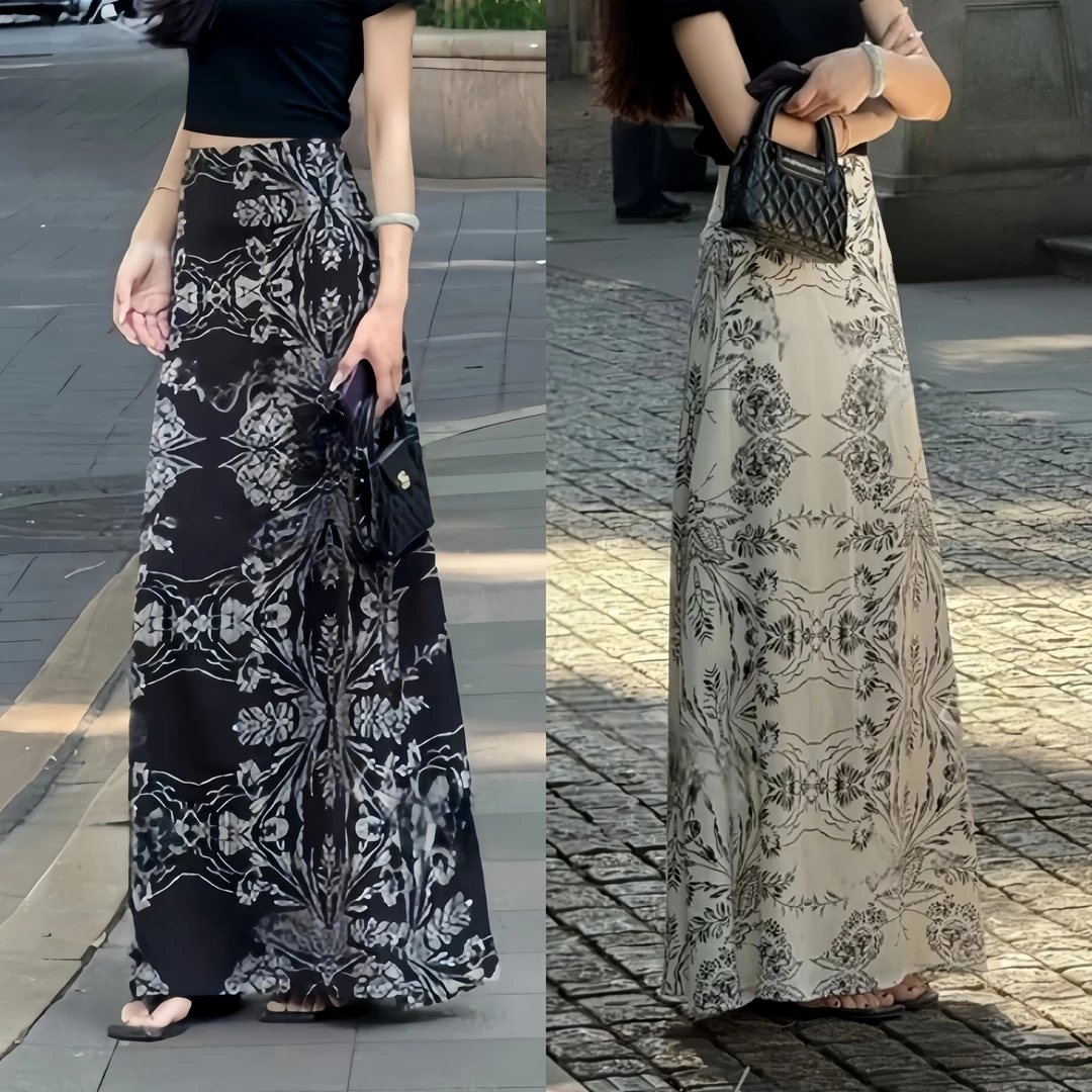 法式复古气质优雅半身裙女夏季2025新款独特显瘦高腰A字半身长裙