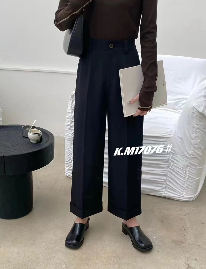 17071高品质微弹西装裤休闲裤时尚气质百搭显瘦简约宽松九分