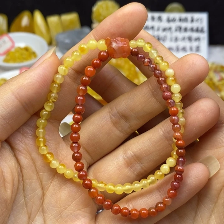 蜜蜡未镶嵌裸石尺寸4加，瑕疵串