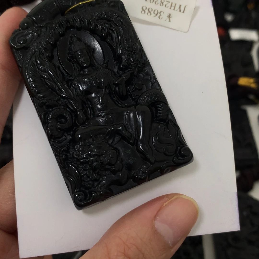 天然缅甸a货钢琴黑挂件