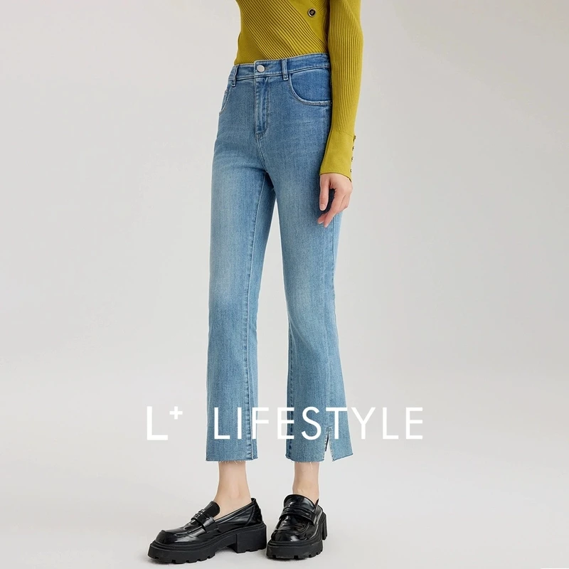 【丽姐甄选】lifestyle 高腰剪刀微喇牛仔裤 L3395905