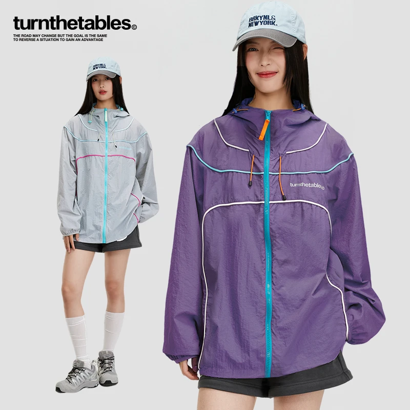 【正品】turnthetables复古撞色轻薄防晒服 户外速干运动外套夏季