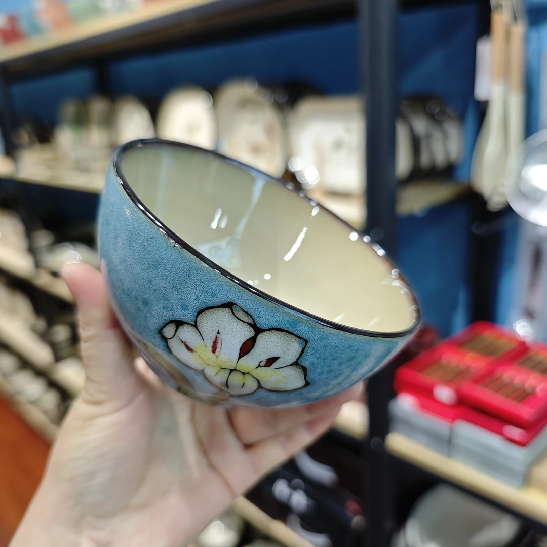小可陶瓷韩式蓝4.8英寸米饭碗高温釉下彩