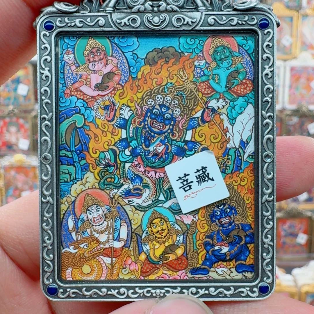 飞***天吊坠大黑天+五路财 完玛 热贡纯手绘