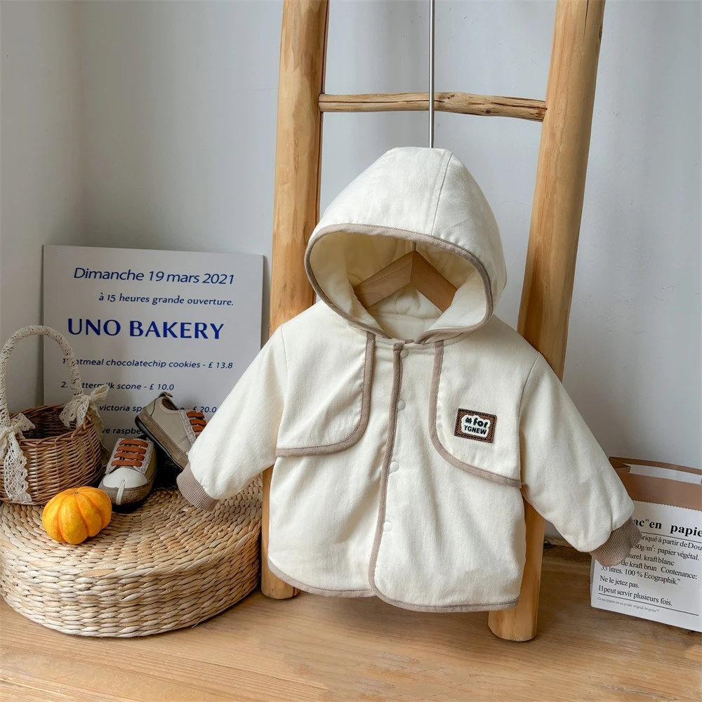 2024儿童连帽加厚棉服0-3岁冬季男童韩版撞色夹棉外套小童冬装潮