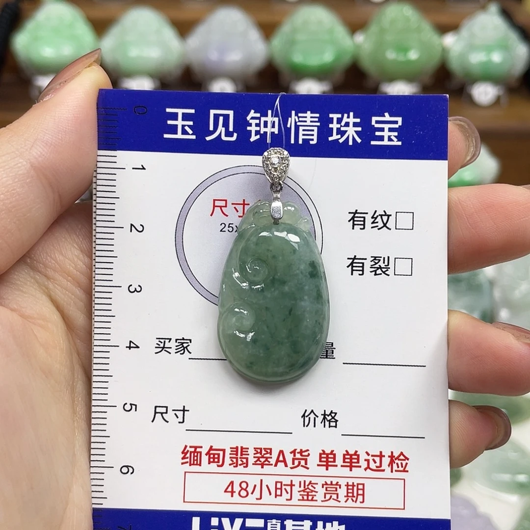 翡翠银S925镶嵌颈饰如意