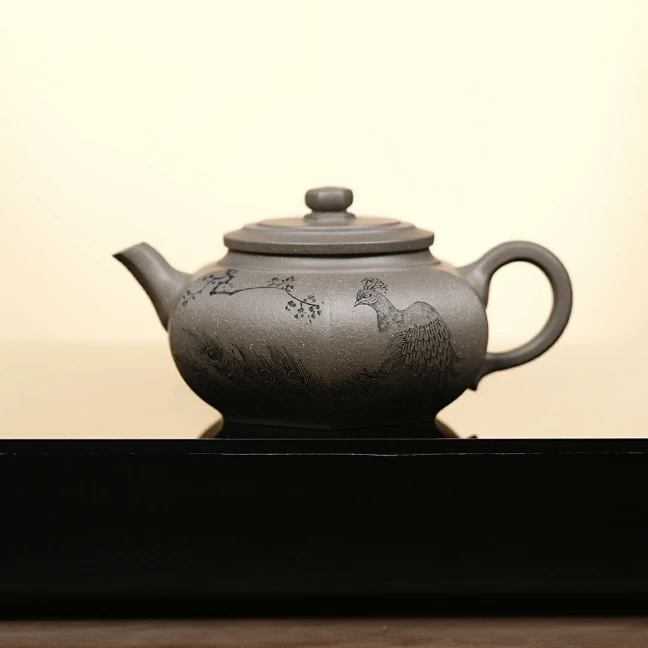 六方大彬壶 青段 YZL 刻绘