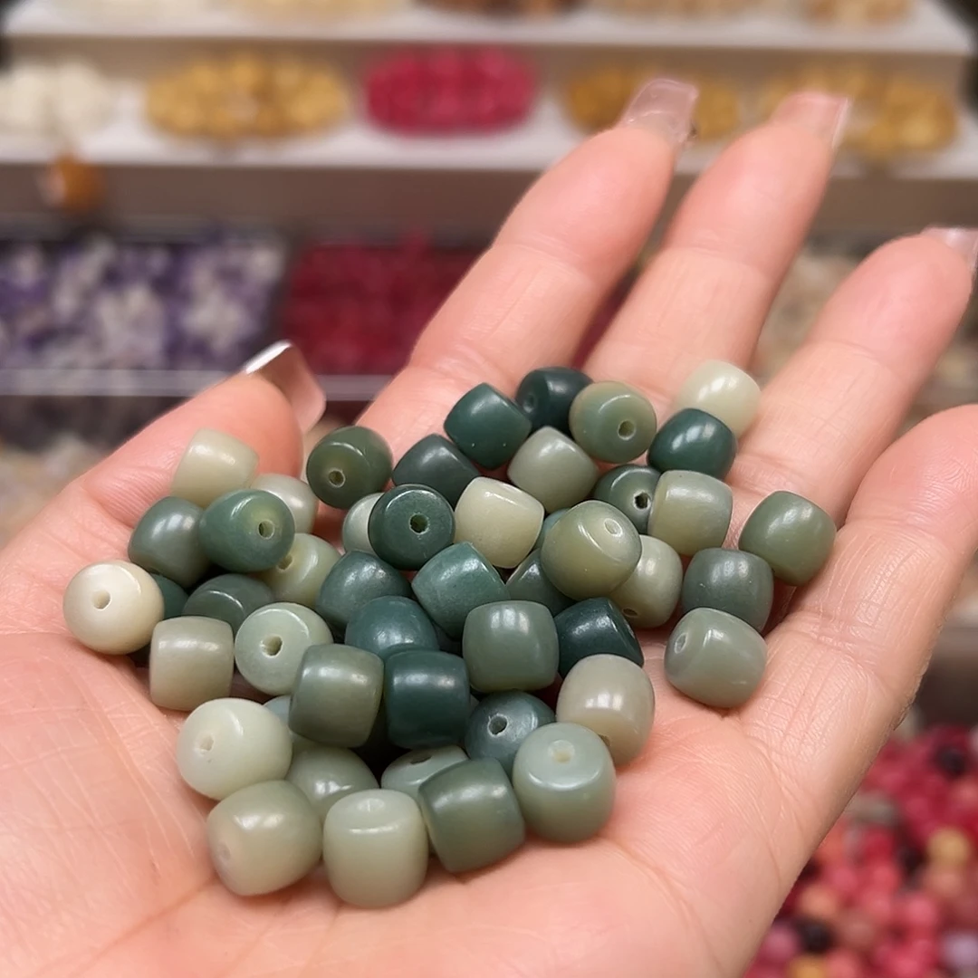 菩提根/象牙果手串卡9海盐蓝绿直切150颗