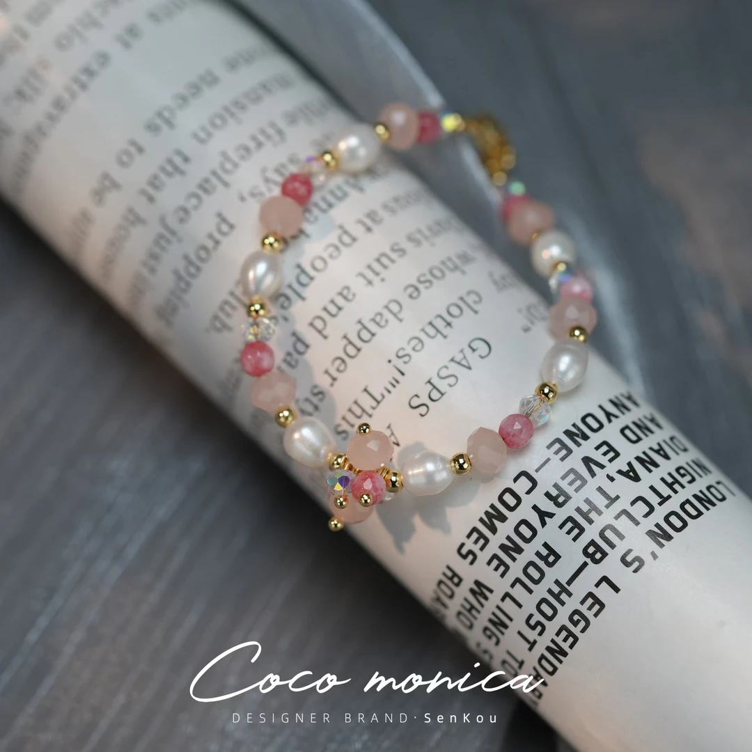 【小霞珠宝】手链时尚少女小众彩色甜美手作灰月光素款 WE454