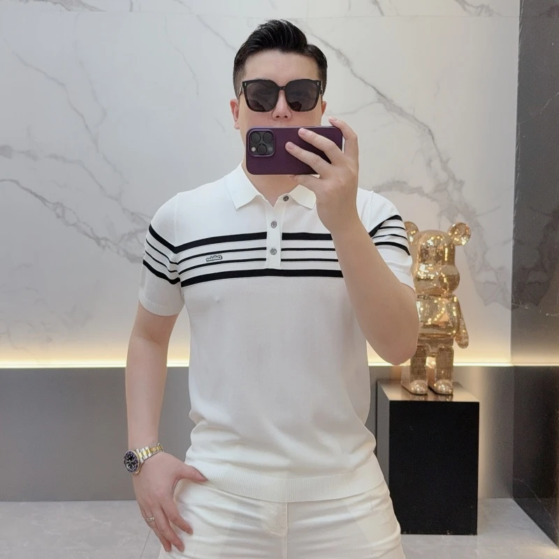 奢品定制.修身百搭男士翻领T恤商务休闲高级感POLO衫2025夏季新款