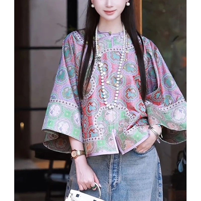 新中式国风女装知性风上衣2025早秋新款高级感老钱风复古唐装小衫