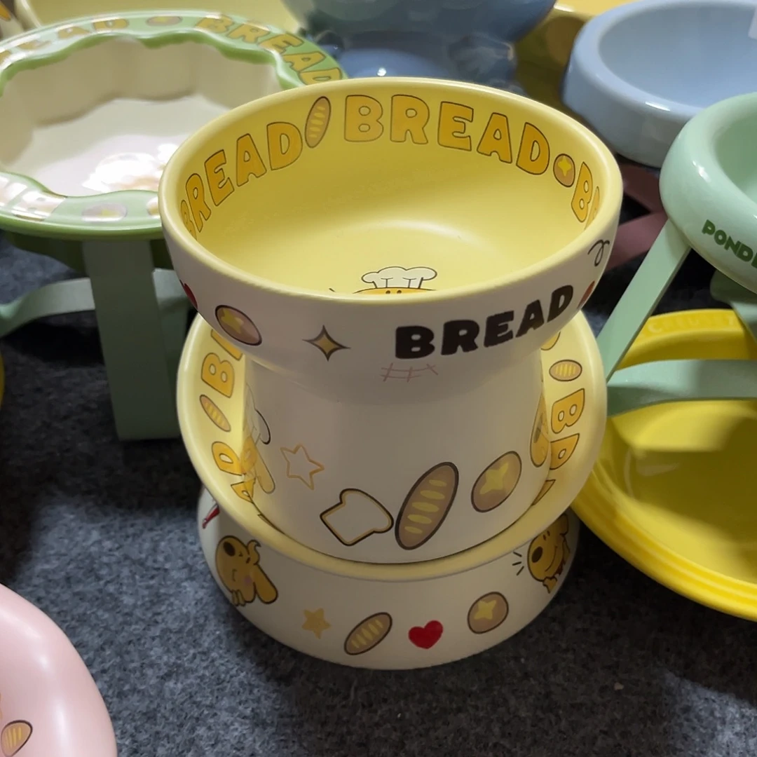 陶瓷面包小狗黄色一套微瑕