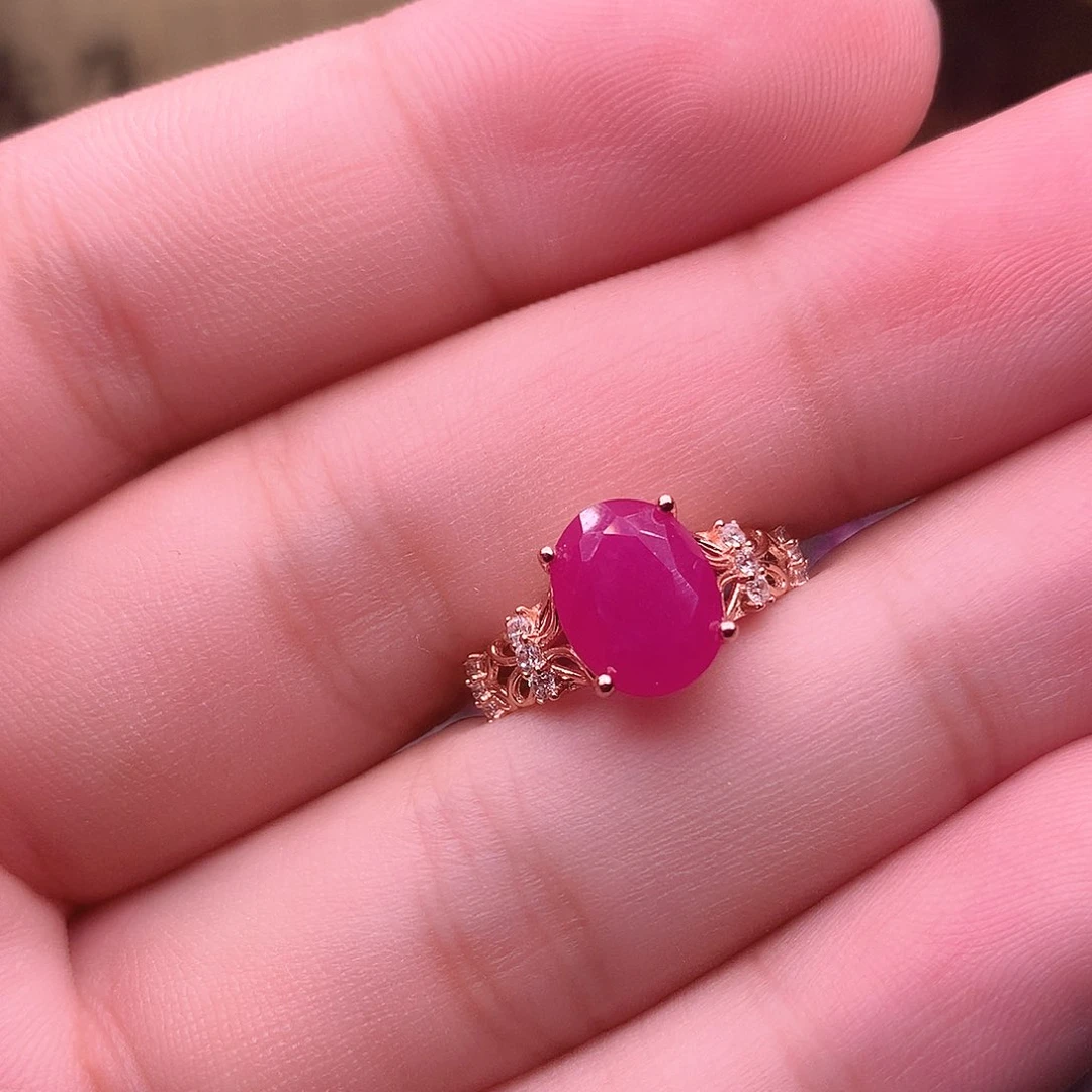 红宝石戒指银S925镶嵌