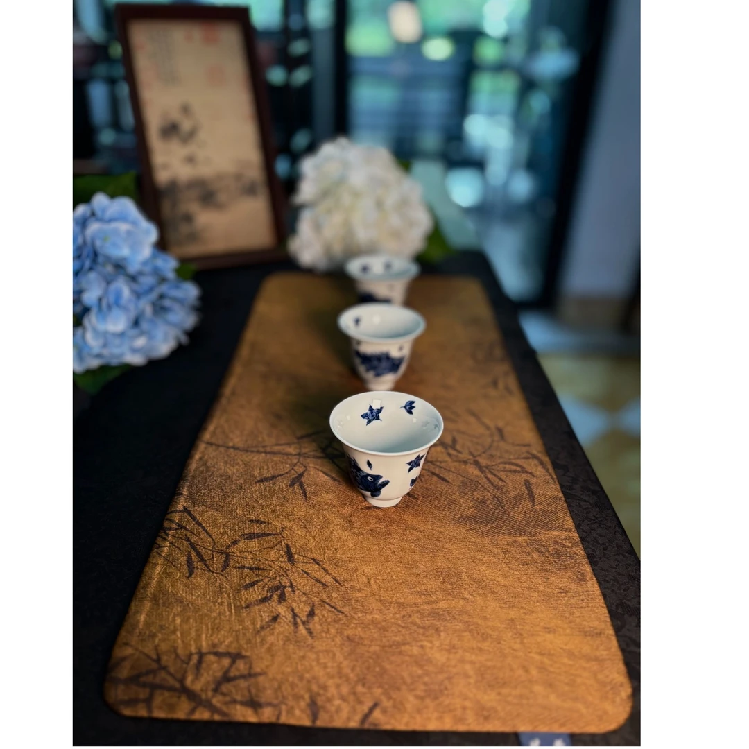 双层双面香云纱茶席家用茶室中国风干泡茶垫高级感50*23