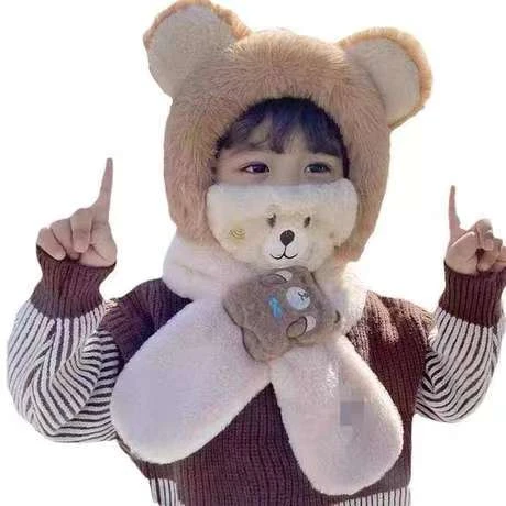 儿童帽子围巾口罩一体防风帽