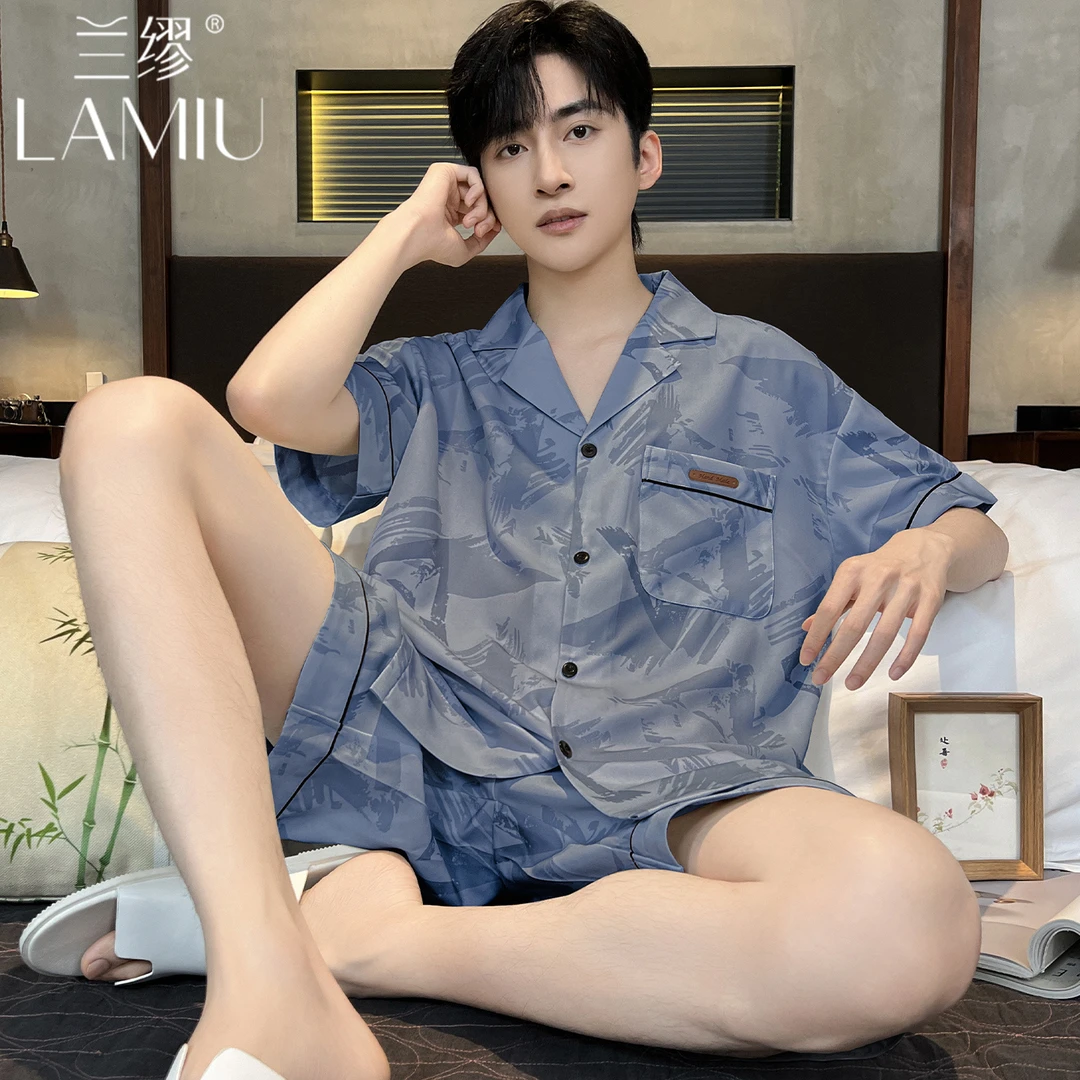 冰丝睡衣男士夏季短袖裤薄款青年男生夏天男款家居服2025新款套装