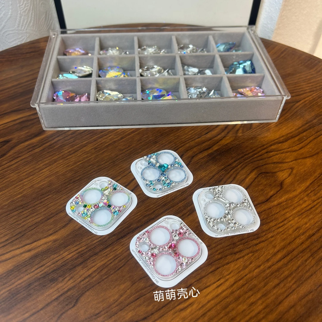彩色镜头膜满钻手工17promax贴钻轻奢17pro水钻16promax