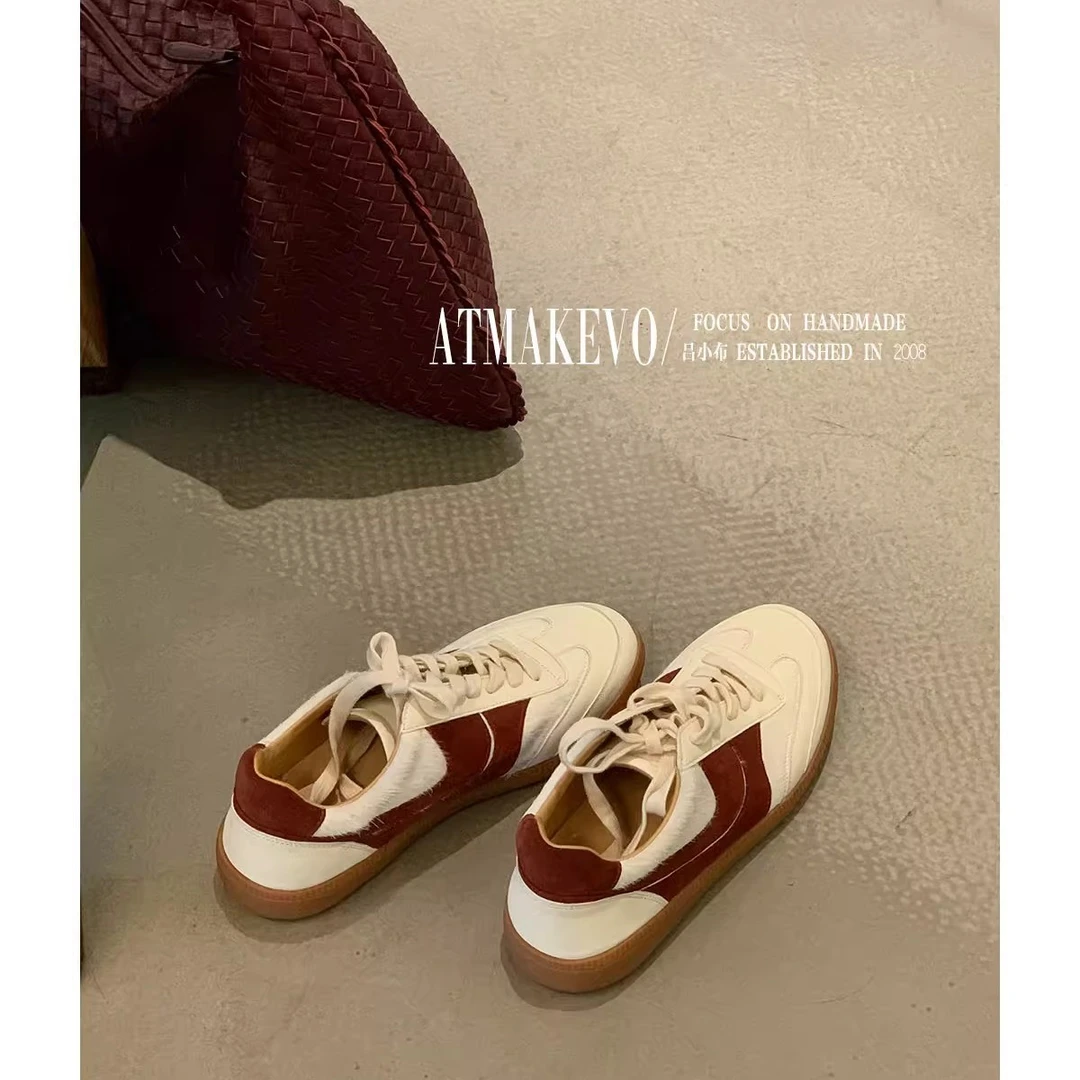 明显款小马毛德训鞋复古轻盈板鞋拼色百搭平底休闲鞋女