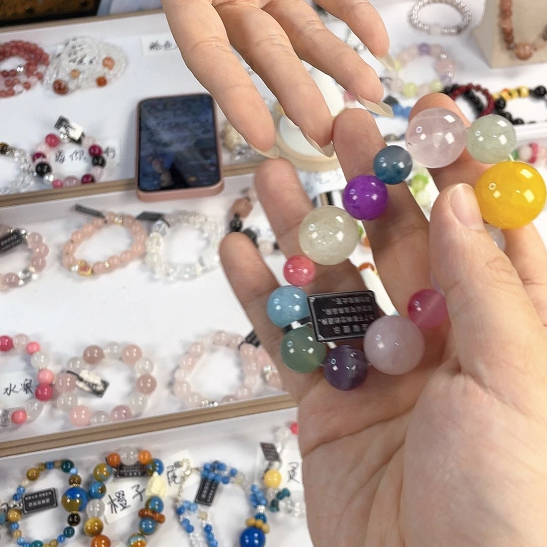 水晶手链银S925镀金镶嵌