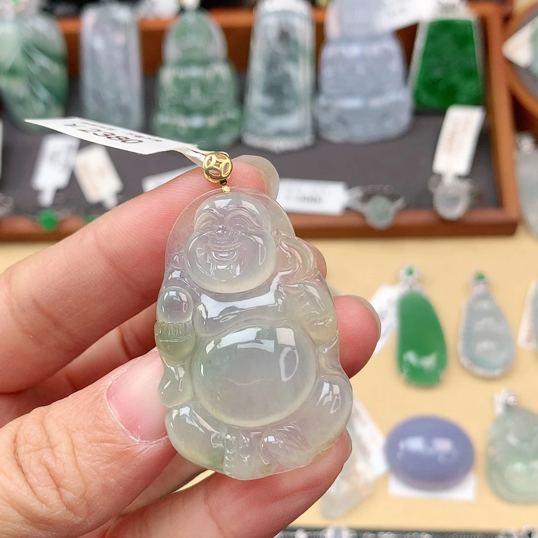 翡翠颈饰18K金镶嵌佛公