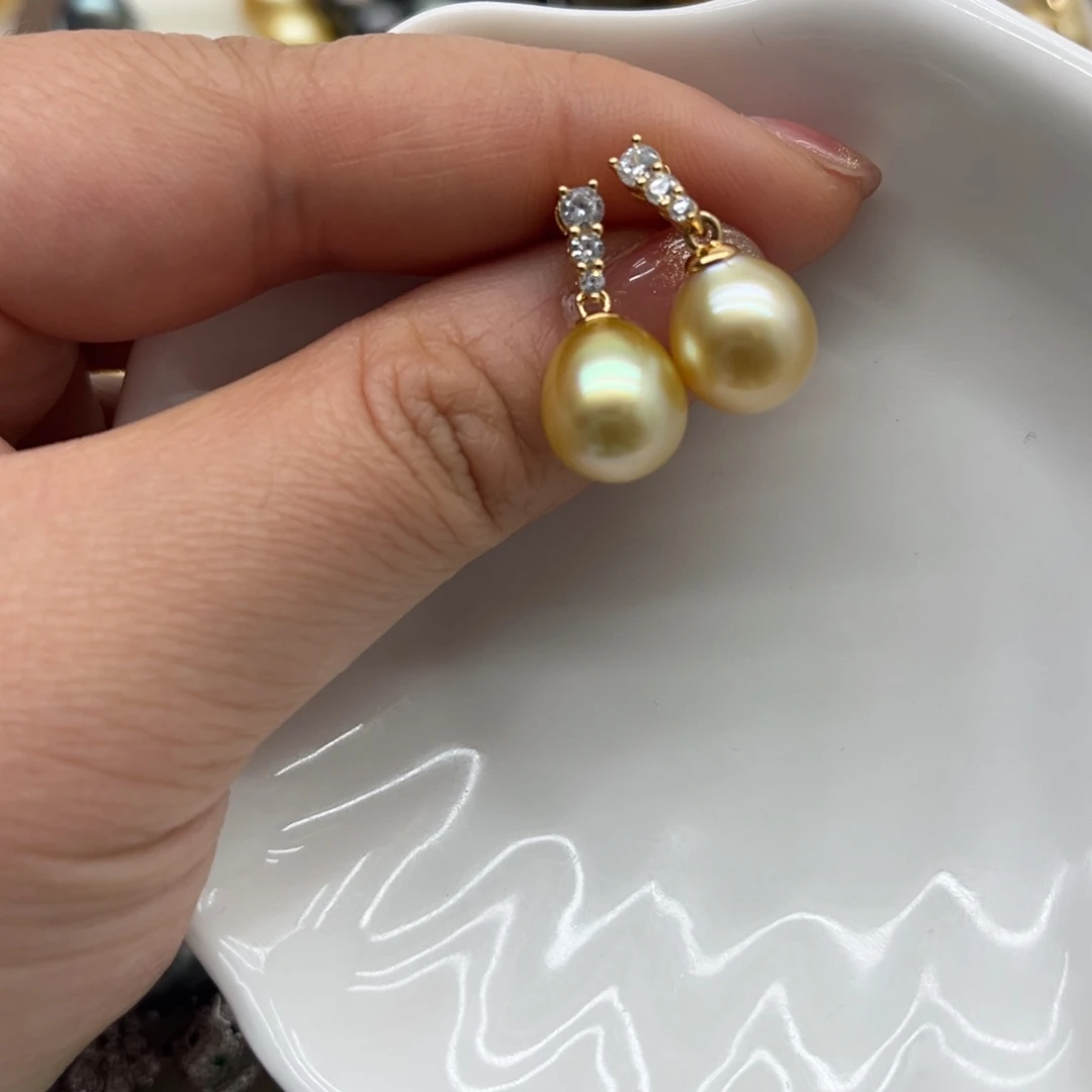 银S925镶嵌耳饰海水珍珠