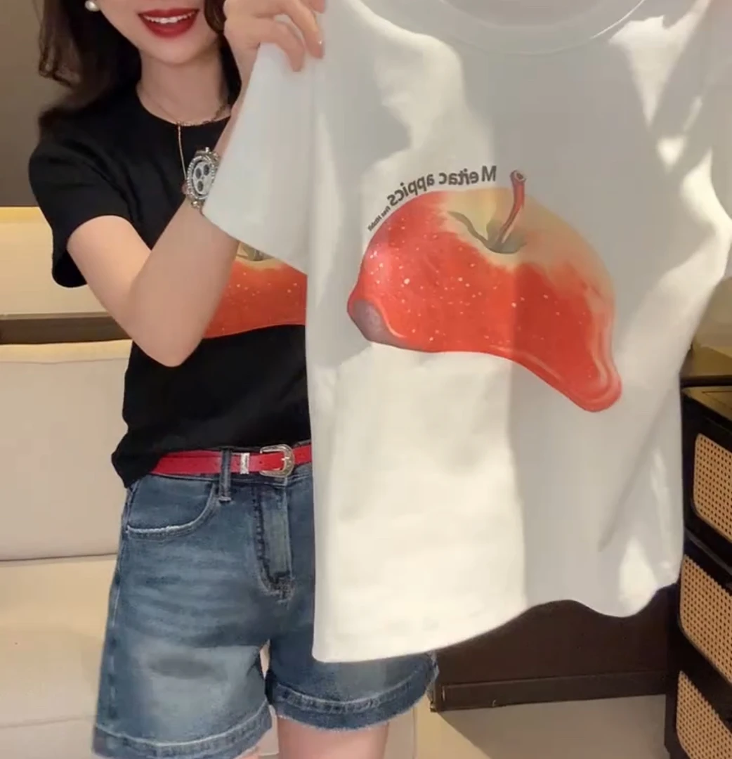 可爱减龄苹果短袖打底衫