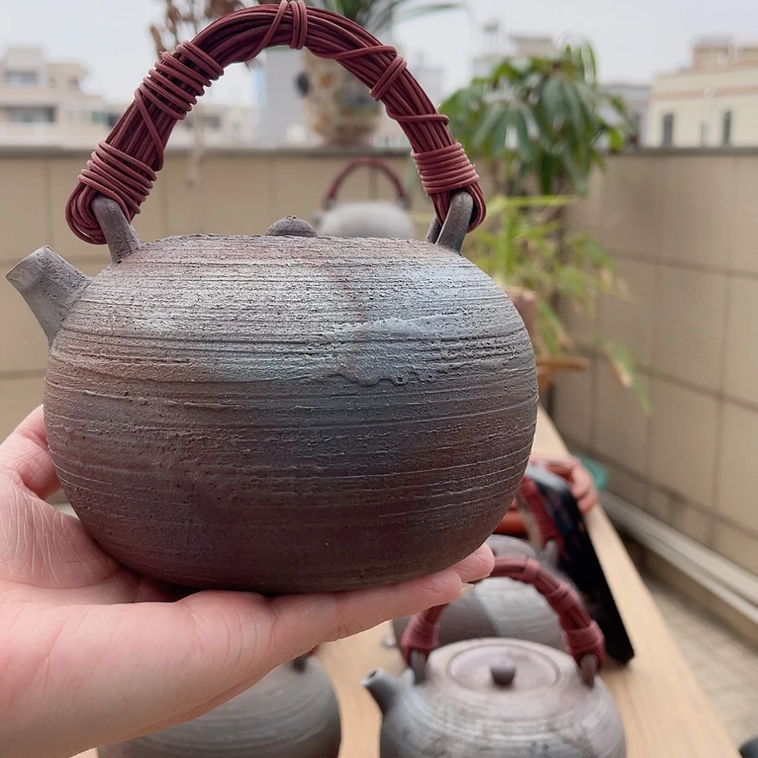 壹*叁柴烧藤编提梁壶800cc容量