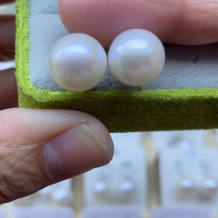 淡水珍珠耳饰银S925镶嵌
