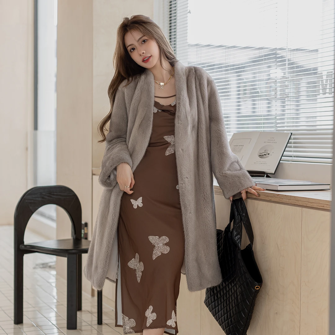 进口短二小母貂高贵气质貂皮大衣女中长款水貂皮草直播