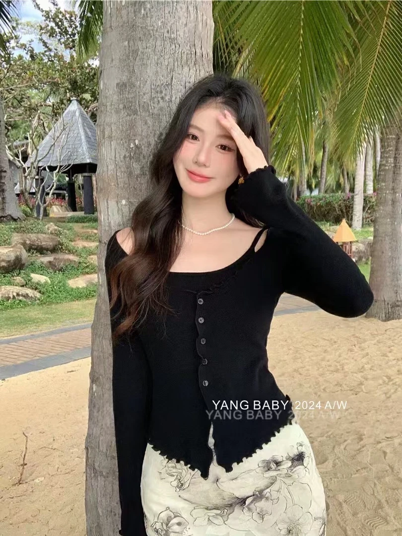 春季针织假两件套显瘦气质