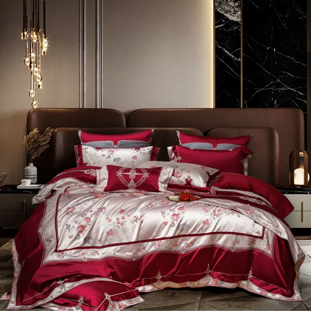 boyue博越（玫瑰佳人）新款床上用品别墅结婚床单奢华四件套床盖