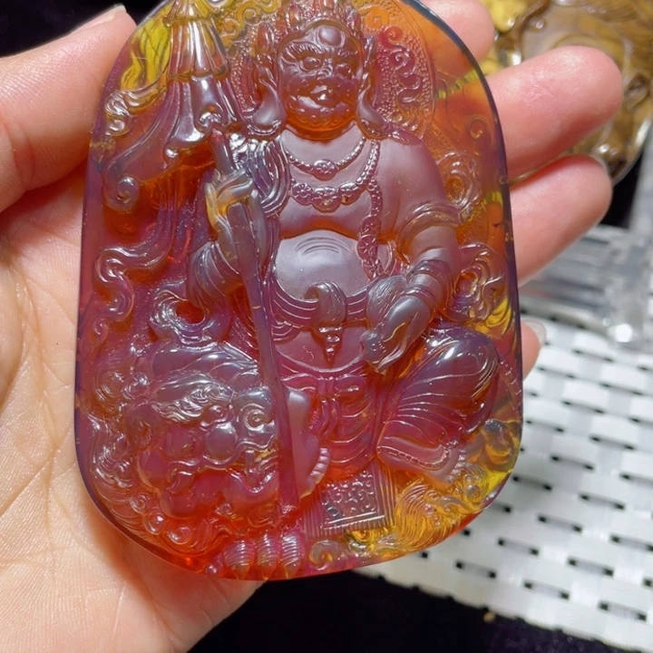 琥珀颈饰未镶嵌噗*缅甸琥珀财宝天王59克