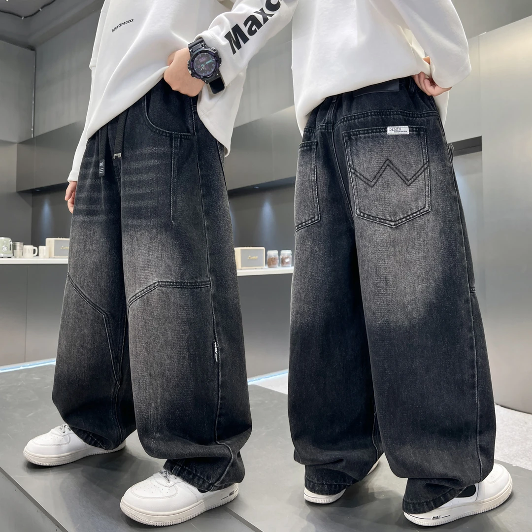 男童韩版痞帅牛仔裤2025新款春秋中大童休闲裤秋装儿童直筒裤12岁