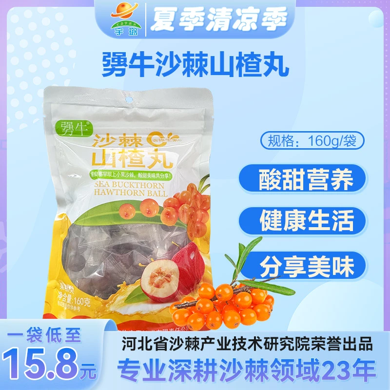 【勥牛】沙棘山楂丸休闲小零食补充维生素开胃蜜饯独立包装160g/袋