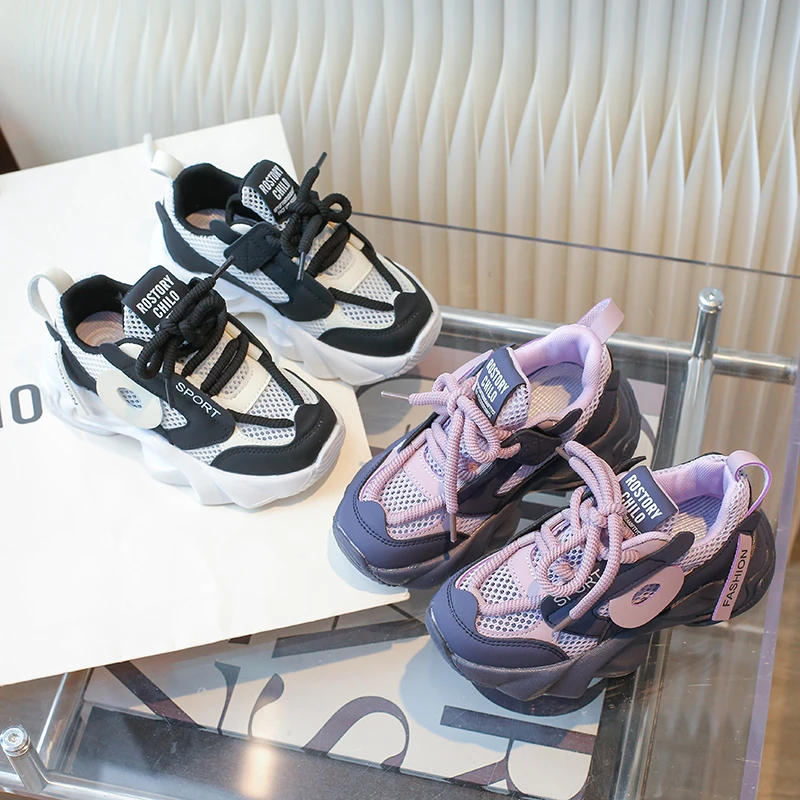 儿童春秋中大童时尚休闲鞋女童跑步运动鞋鞋子透气学生鞋网面软底