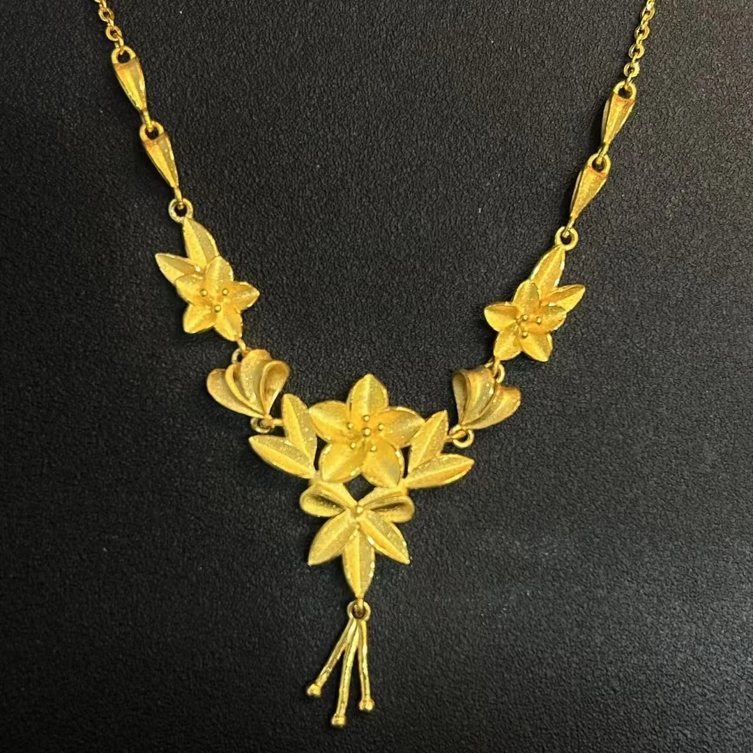 足金【花月佳期】足金999婚嫁套链生日礼物黄金黄金项链水贝直播