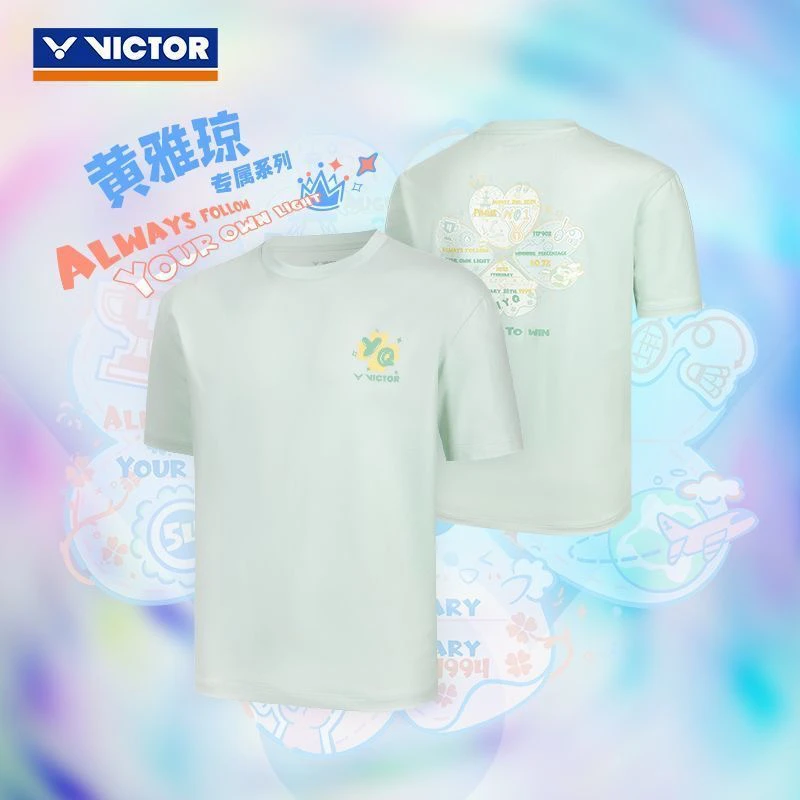 胜利羽毛球服黄雅琼系列针织运动短袖T恤