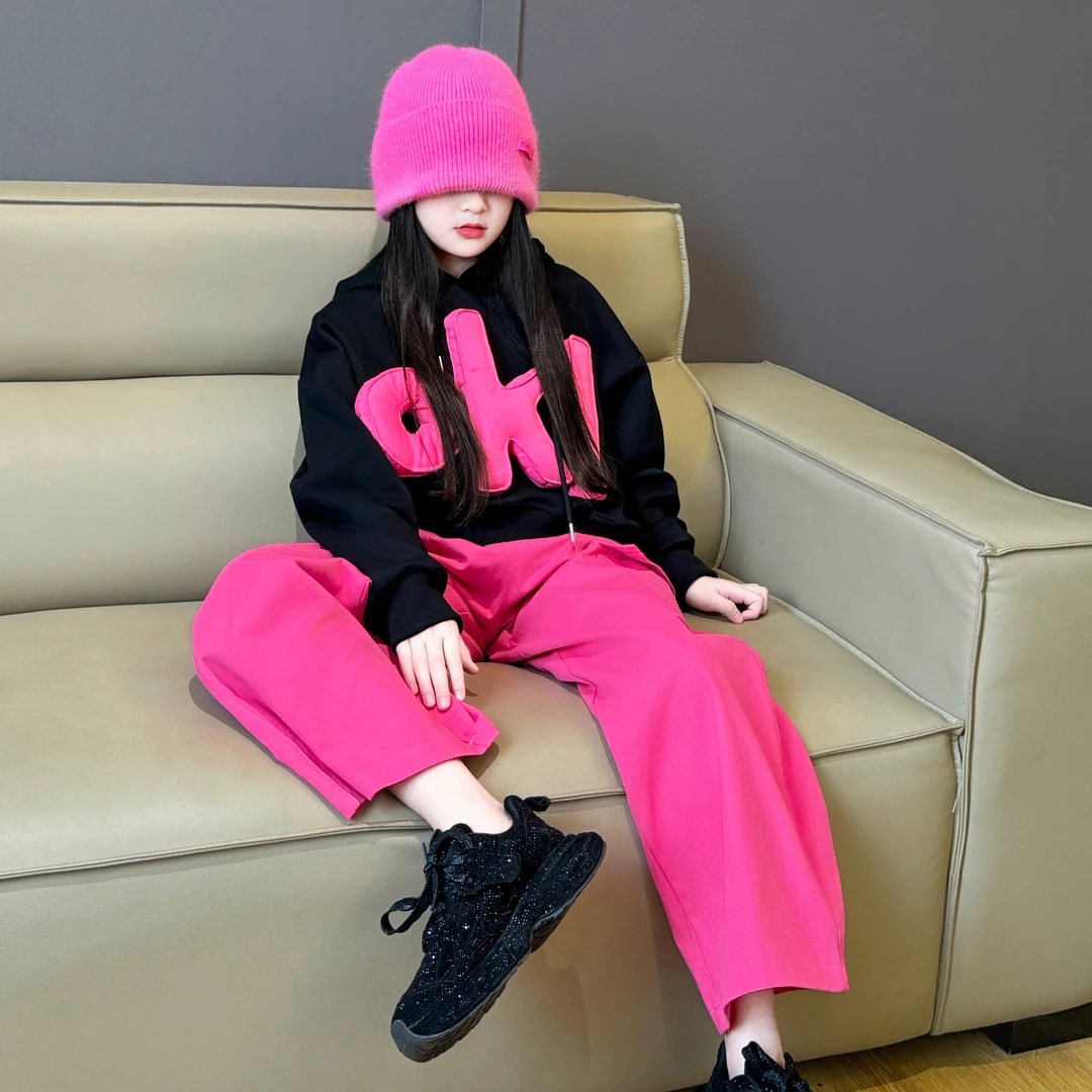 女童2025新款宽松韩版洋气春秋季休闲运动时髦卫衣工装裤套装潮酷